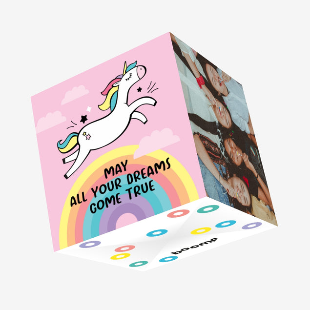 May All Your Dreams Come True Cute Unicorn Confetti-exploding Greetings Card