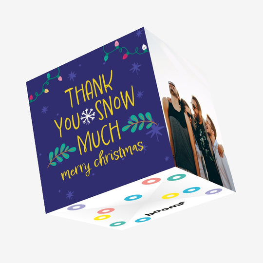 Merry Christmas Thank You So Much Christmas Lights And Plants Confetti-exploding Greetings Card