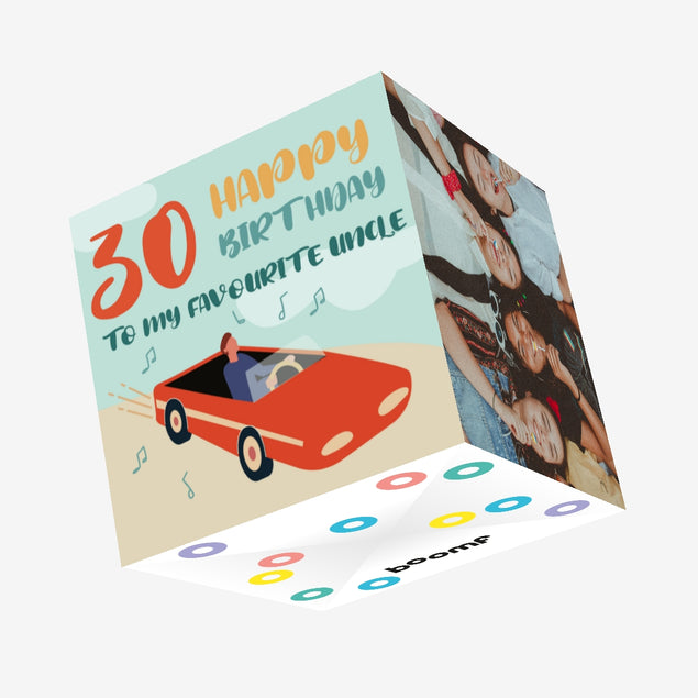 Red Car Uncle 30th Birthday Confetti-exploding Greetings Card