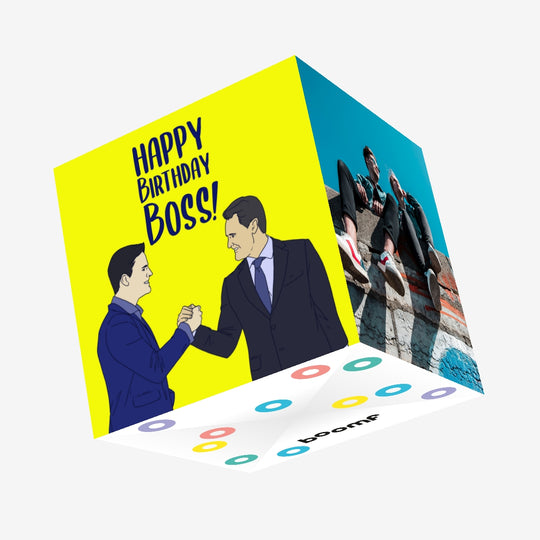 Yellow Background Happy Birthday Boss Confetti-exploding Greetings Card