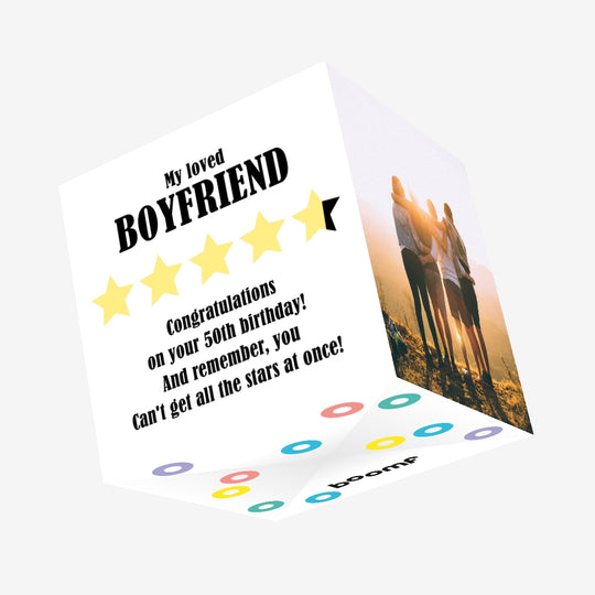 Top Rated Boyfriend Happy 50th Birthday Confetti-exploding Greetings Card