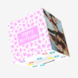 Pink Lovely Floral Print Happy Birthday Confetti-exploding Greetings Card