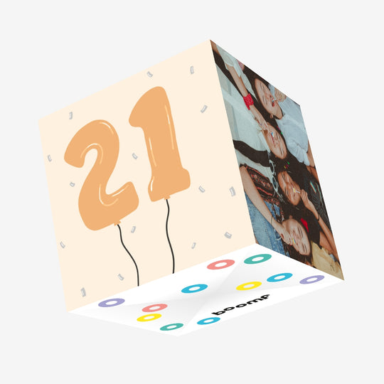 21 Balloons Gold Confetti-exploding Greetings Card