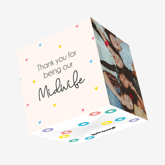 Little Hearts Midwife Thank You Confetti-exploding Greetings Card