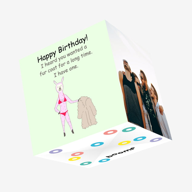 Bikini Llama Happy Birthday Confetti-exploding Greetings Card