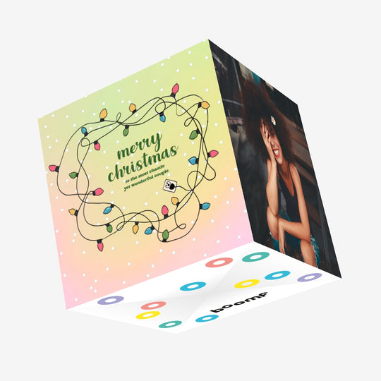 Merry Christmas Wonderful Couple Tangled Christmas Lights Confetti-exploding Greetings Card