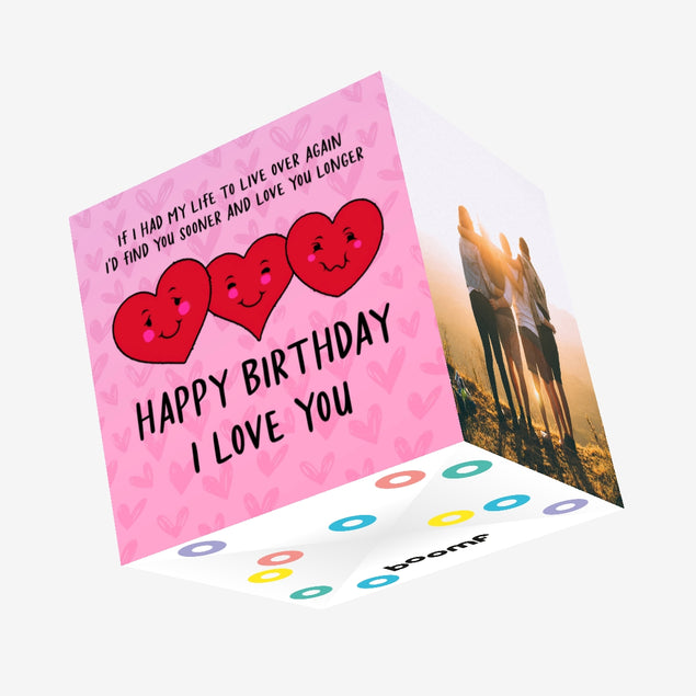 Happy Birthday Three Lovely Hearts Confetti-exploding Greetings Card