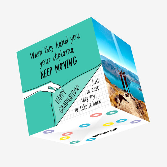 Blue Keep Moving Happy Graduation Confetti-exploding Greetings Card