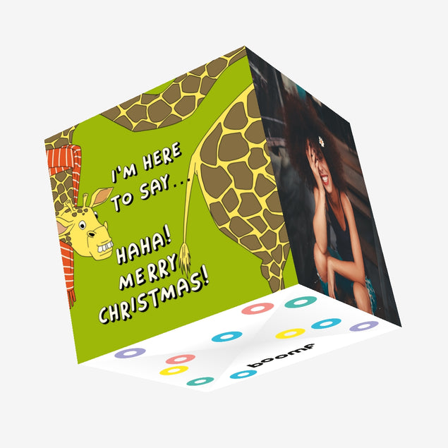 Merry Christmas Funny Giraffe Confetti-exploding Greetings Card