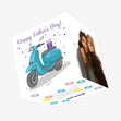 Blue Lambretta Scooter With A Gift Happy Father's Day Confetti-exploding Greetings Card