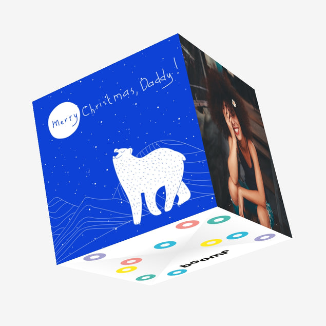 Merry Christmas Dad Smiling Polar Bear Confetti-exploding Greetings Card