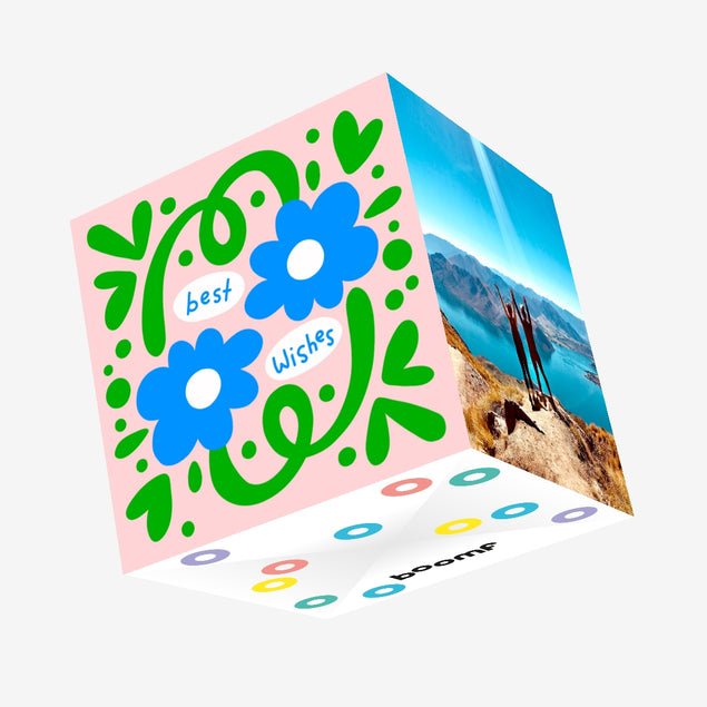 Blue Flowers Best Wishes Confetti-exploding Greetings Card