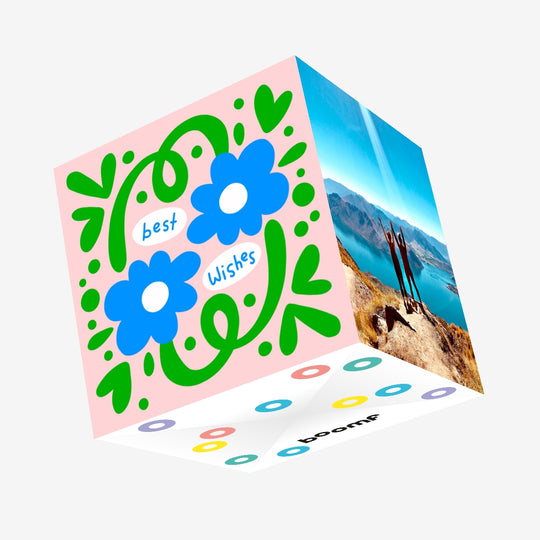 Blue Flowers Best Wishes Confetti-exploding Greetings Card