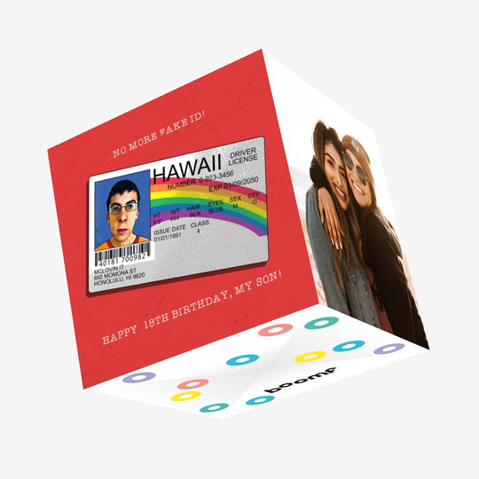 Happy 18th Birthday Son No More Fake ID Confetti-exploding Greetings Card