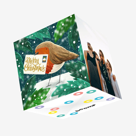 Cute Robin With A Letter Christmas Confetti-exploding Greetings Card