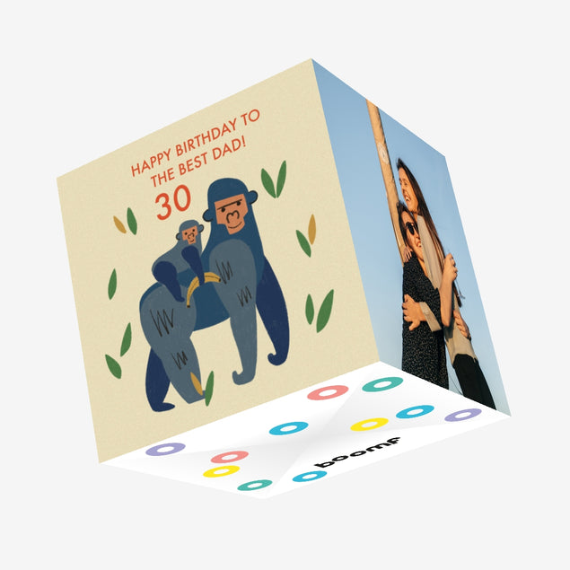 Gorilla Best Dad 30th Birthday Confetti-exploding Greetings Card