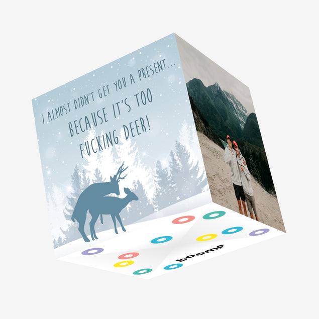Too Fucking Deer Christmas Confetti-exploding Greetings Card
