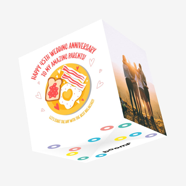 Happy 45th Wedding Anniversary Parents Substantial Breakfast Confetti-exploding Greetings Card