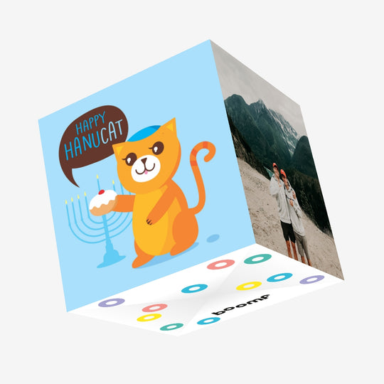 Happy Hanukkah Cute Cat Confetti-exploding Greetings Card