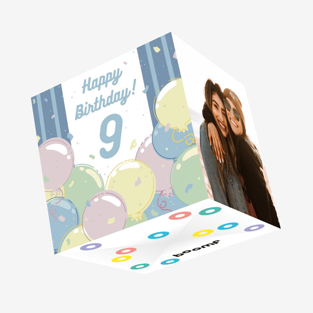 Happy 9th Birthday Balloons Confetti-exploding Greetings Card