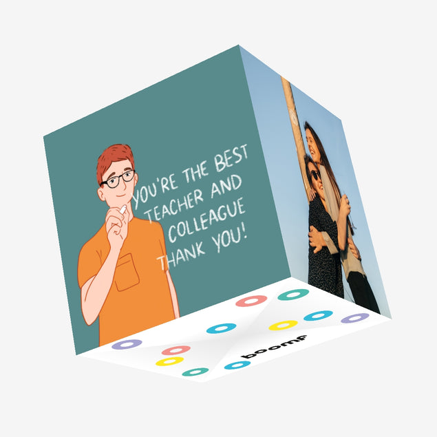 Thank You Teacher And Colleague Guy Writing On A Chalkboard Confetti-exploding Greetings Card