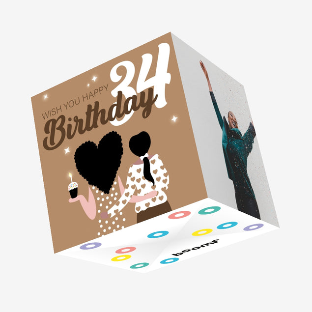 Wish You Happy 34th Birthday Confetti-exploding Greetings Card