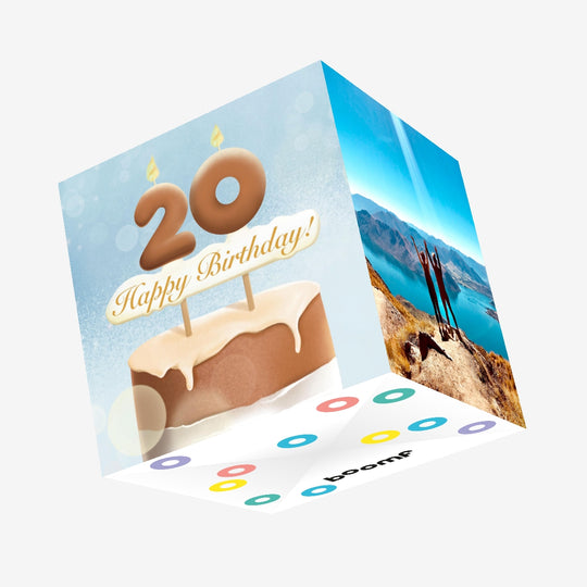 20th Happy Birthday Cake Confetti-exploding Greetings Card