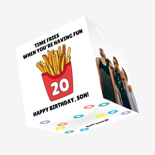 Time Fries When You're Having Fun 20th Birthday Son Confetti-exploding Greetings Card