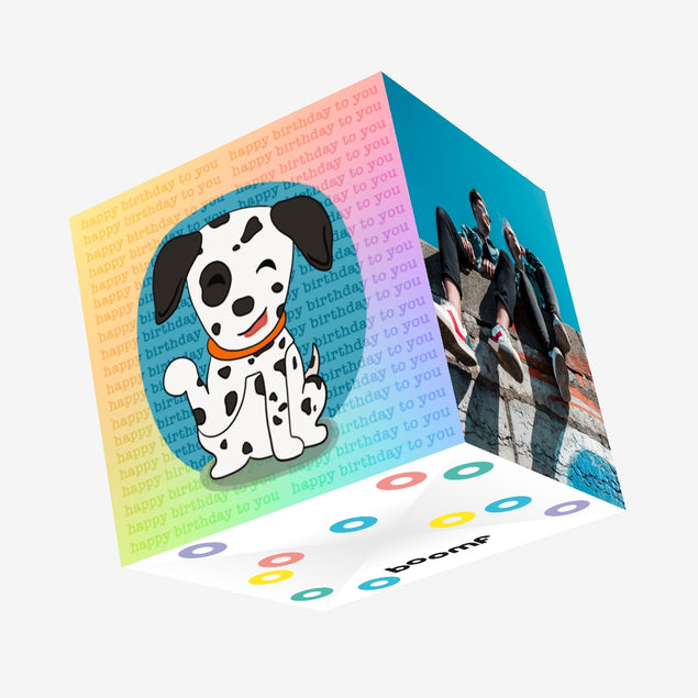 Cute Dalmatian Dog Happy Birthday Confetti-exploding Greetings Card