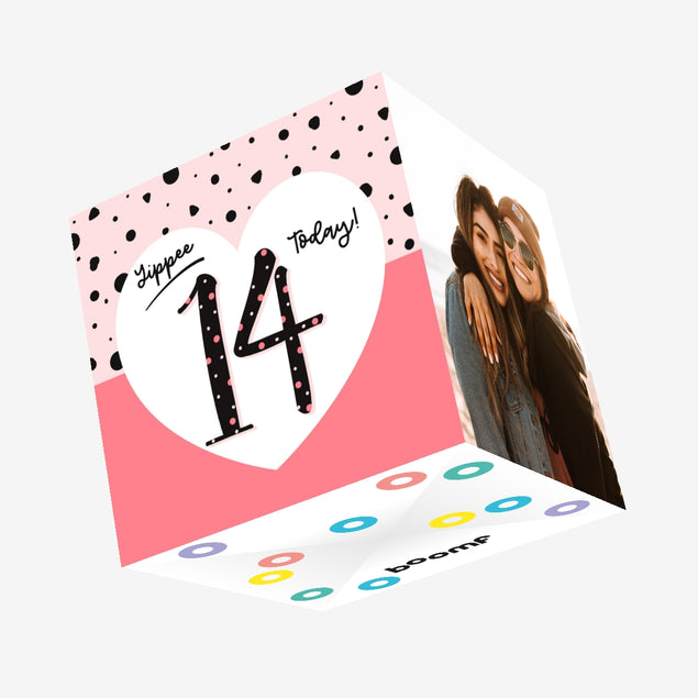Yippee 14 Today! Birthday Confetti-exploding Greetings Card