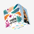 Happy Birthday Fantastic Colourful Tropical Plants And Flowers Confetti-exploding Greetings Card
