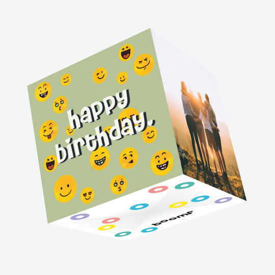 Emoji Happy Birthday Confetti-exploding Greetings Card