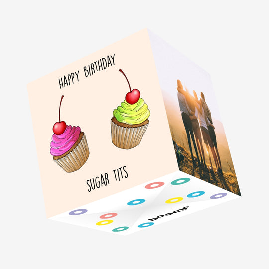 Happy Birthday Sugar Tits Confetti-exploding Greetings Card