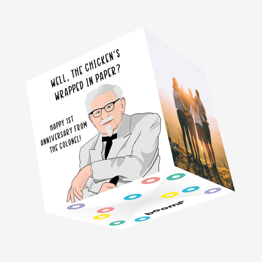 Happy 1st Anniversary Confetti-exploding Greetings Card