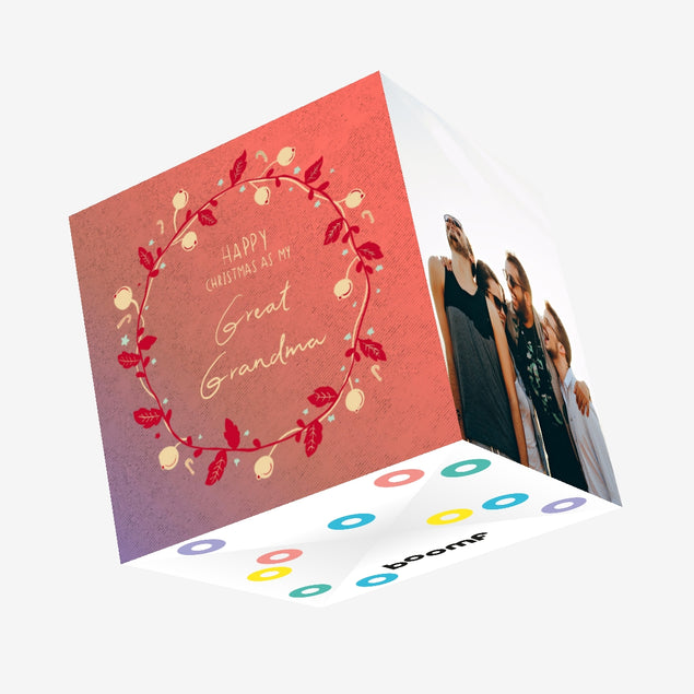 Merry Christmas Great Grandma Pink Theme Confetti-exploding Greetings Card