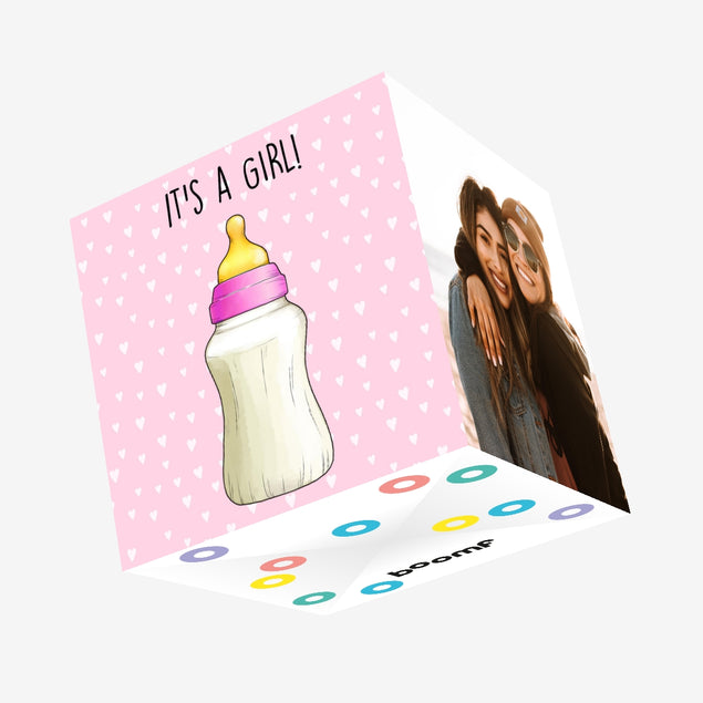 It's a girl! Newborn Confetti-exploding Greetings Card