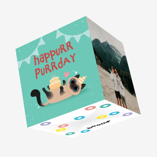 Cat Happurr Purrday Confetti-exploding Greetings Card