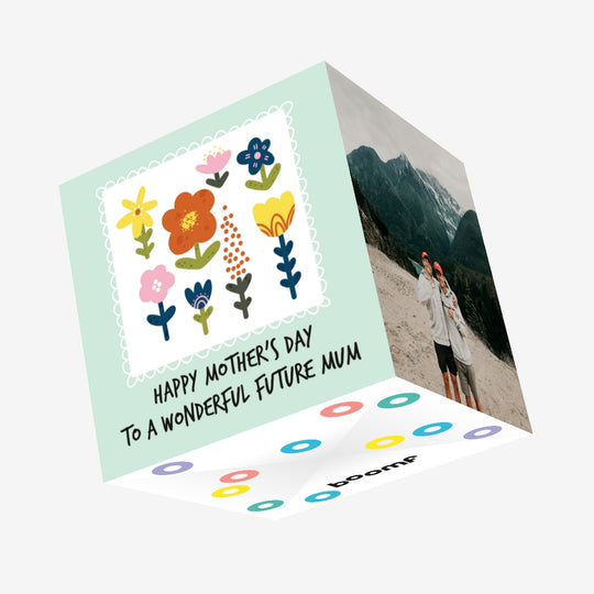 Happy Mother's Day To A Wonderful Future Mum Colourful Flowers Confetti-exploding Greetings Card