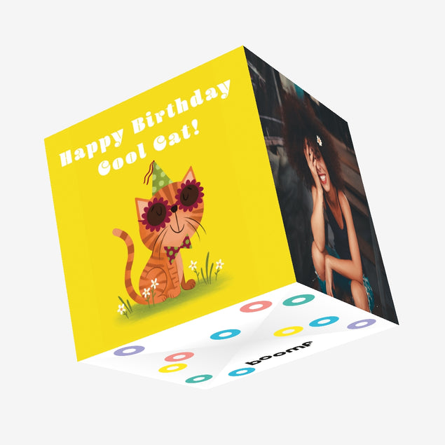Cool Cat Happy Birthday Confetti-exploding Greetings Card