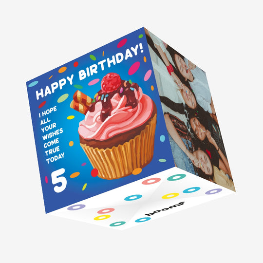 Happy 5th Birthday Cupcake Confetti-exploding Greetings Card