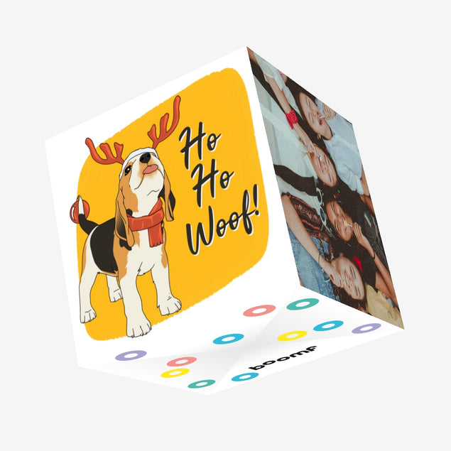 Ho Ho Woof Cute Beagle Confetti-exploding Greetings Card