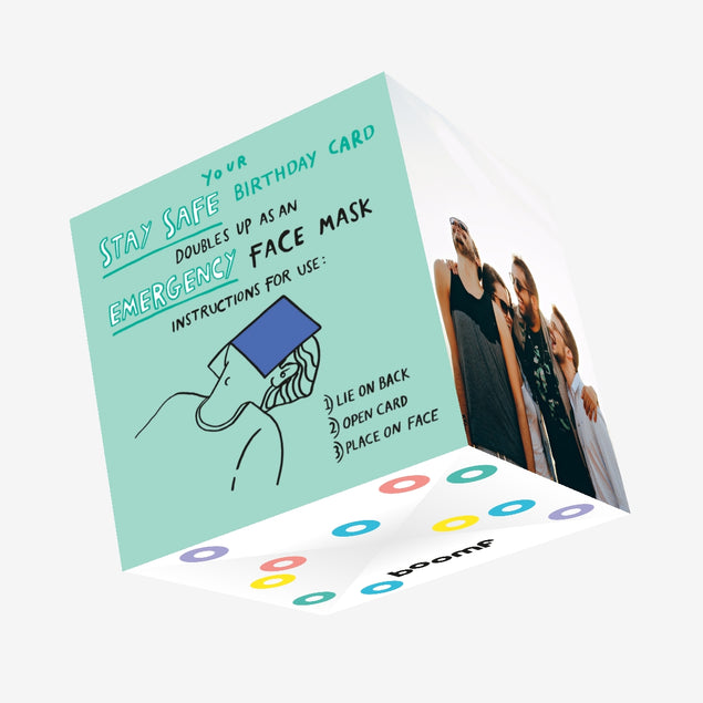 Emergency Face mask Confetti-exploding Greetings Card