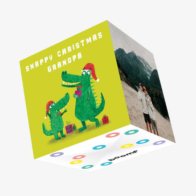 Grandpa Cute Crocodiles Christmas Confetti-exploding Greetings Card
