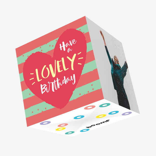 Have A Lovely Birthday Big Red Heart Confetti-exploding Greetings Card