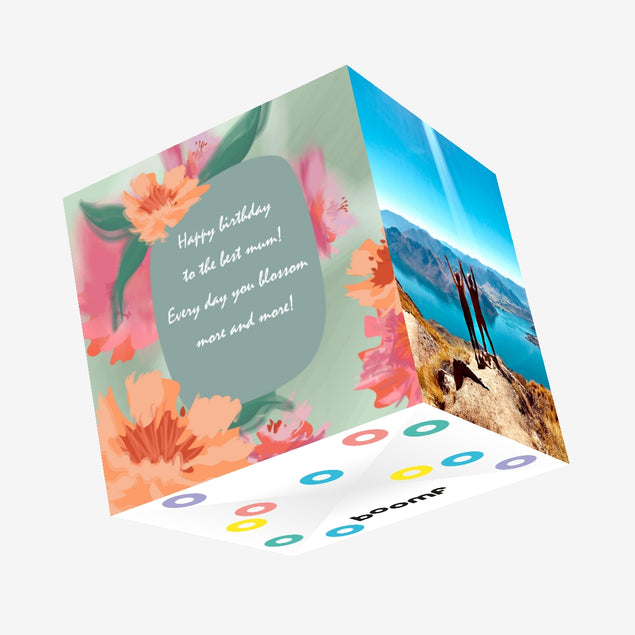 Happy 60th Birthday Mum Blossom More And More Pink Flowers Confetti-exploding Greetings Card