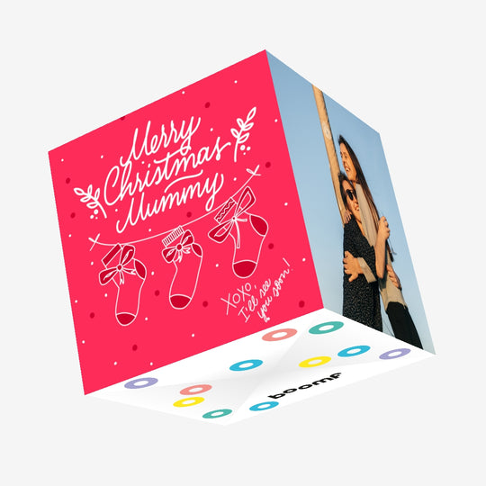 Red Themed Merry Christmas Mummy Confetti-exploding Greetings Card