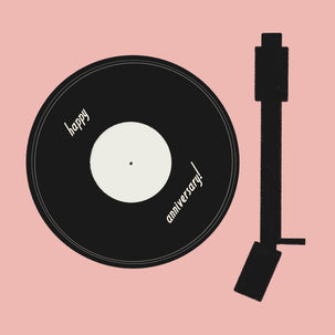 Retro Vinyl Music Happy Anniversary Pink Background