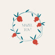 Pomegranate Wreath Mazel Tov White Background