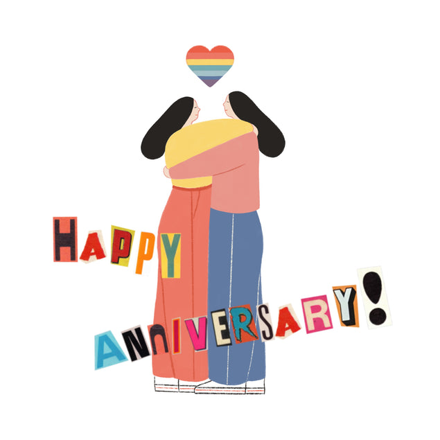 Happy Anniversary Two Girls And Rainbow Heart