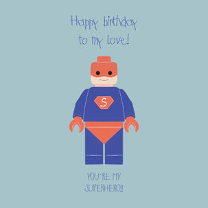 Blue Background Lego Superhero Happy Birthday My Love